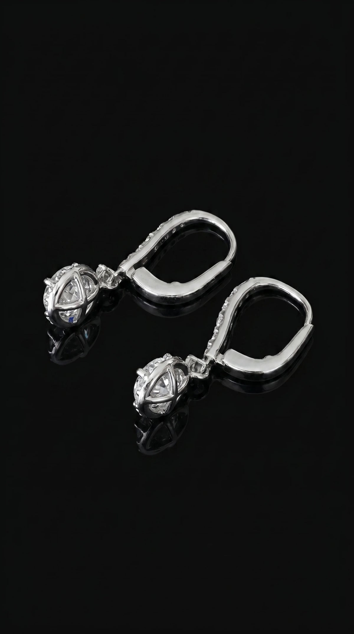 Round Diamond Earrings with Halo - 2