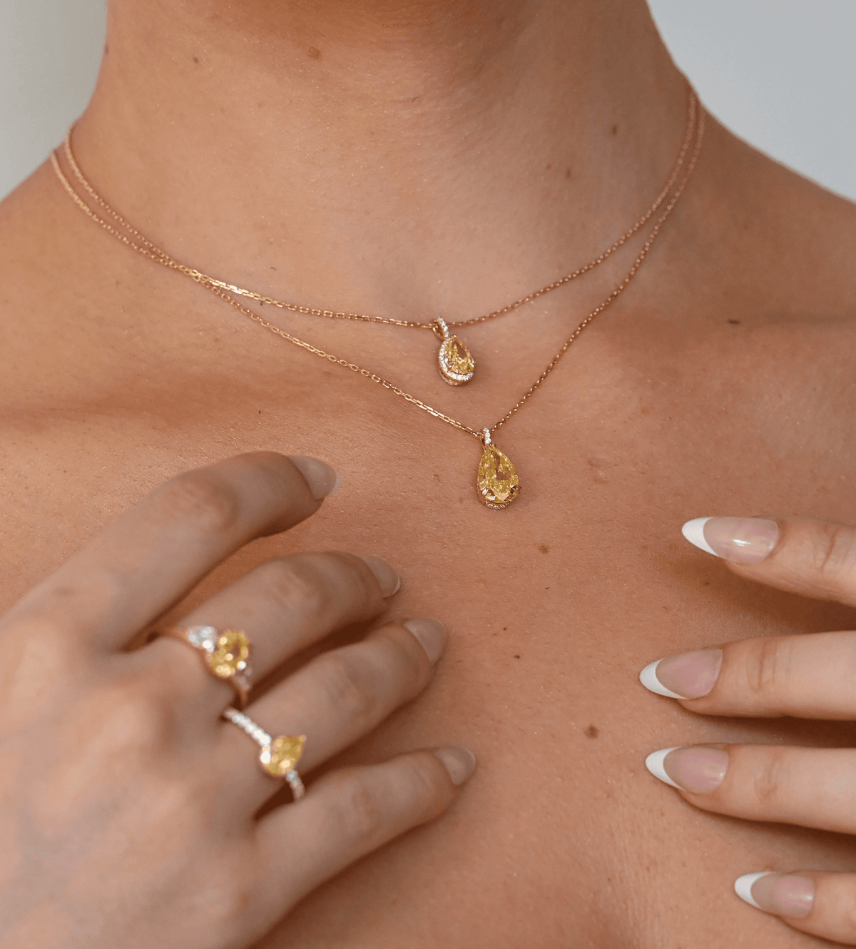 Yellow Diamond Pear Necklace - 4