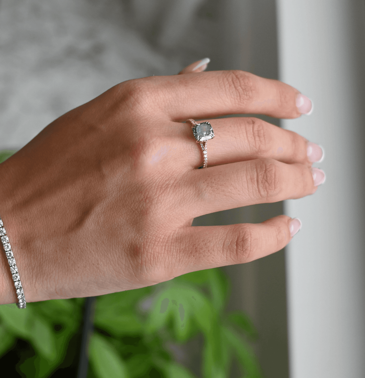 Cushion Blue Diamond Ring - 3