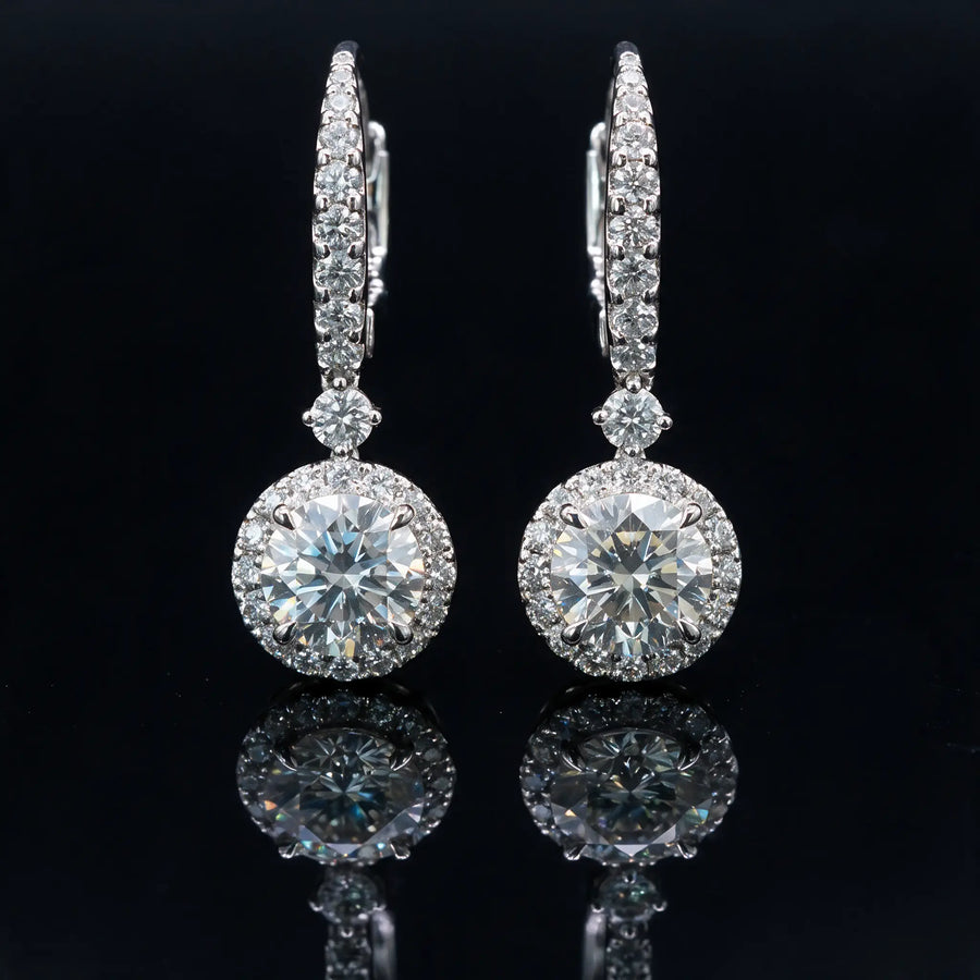 Round Diamond Earrings with Halo