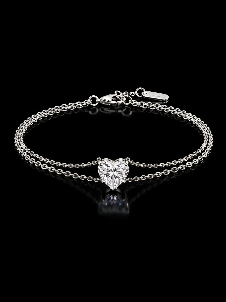 Diamond Bracelet - Heart, White Gold