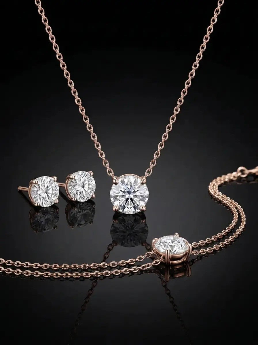Diamond Set - Round, Rose Gold