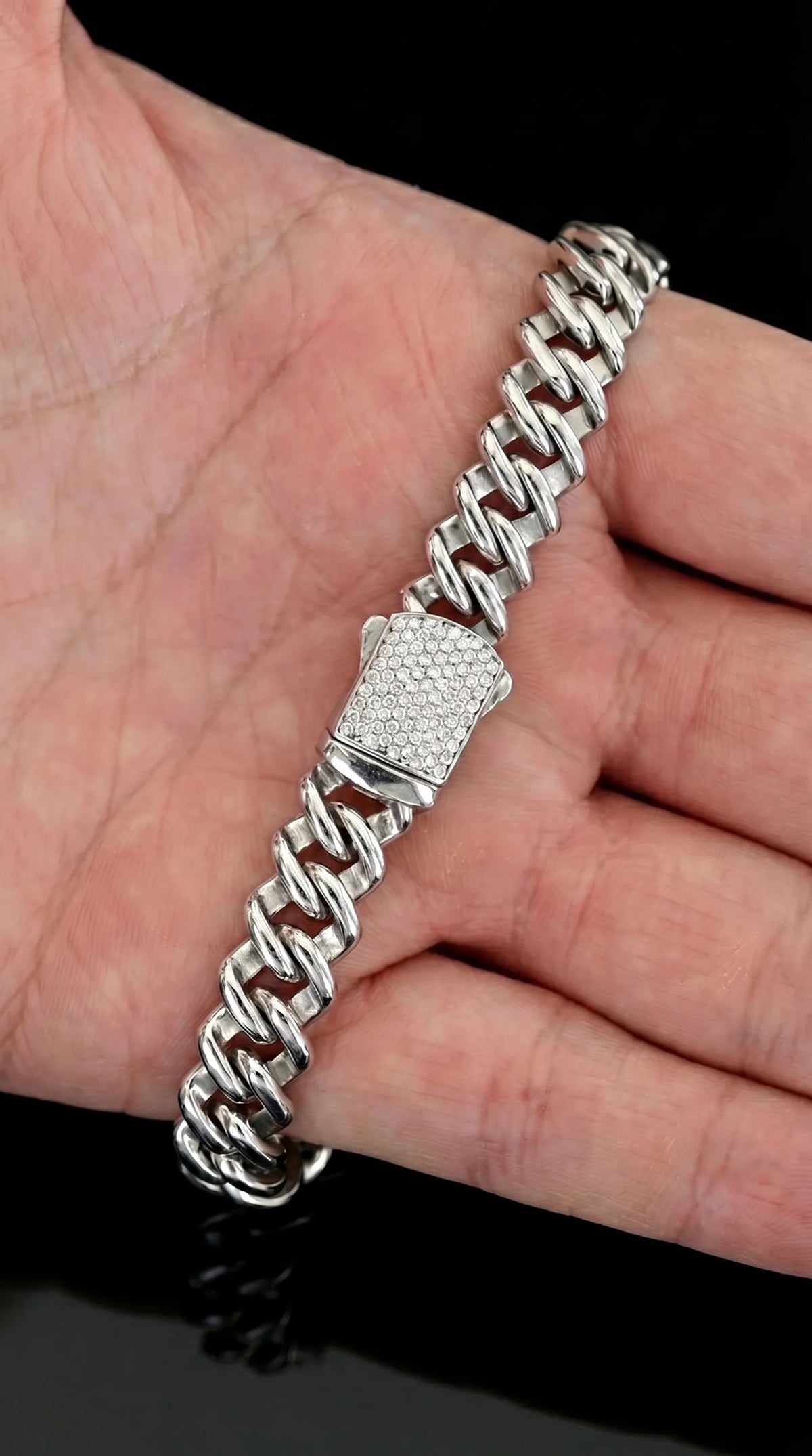 Diamond Cuban Bracelet - 8MM - White Gold - 3