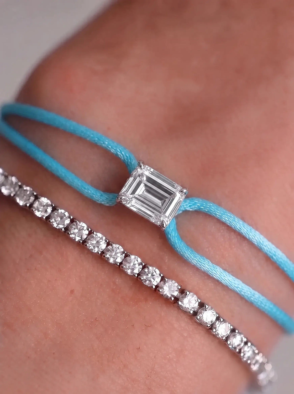Diamond Satin Bracelet - Emerald, Blue