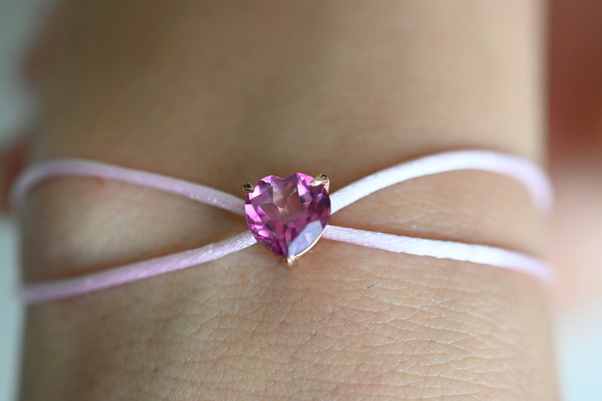 Pink Heart Satin Bracelet - 2