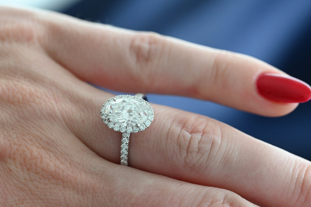 Oval Diamond Ring with Halo - 3