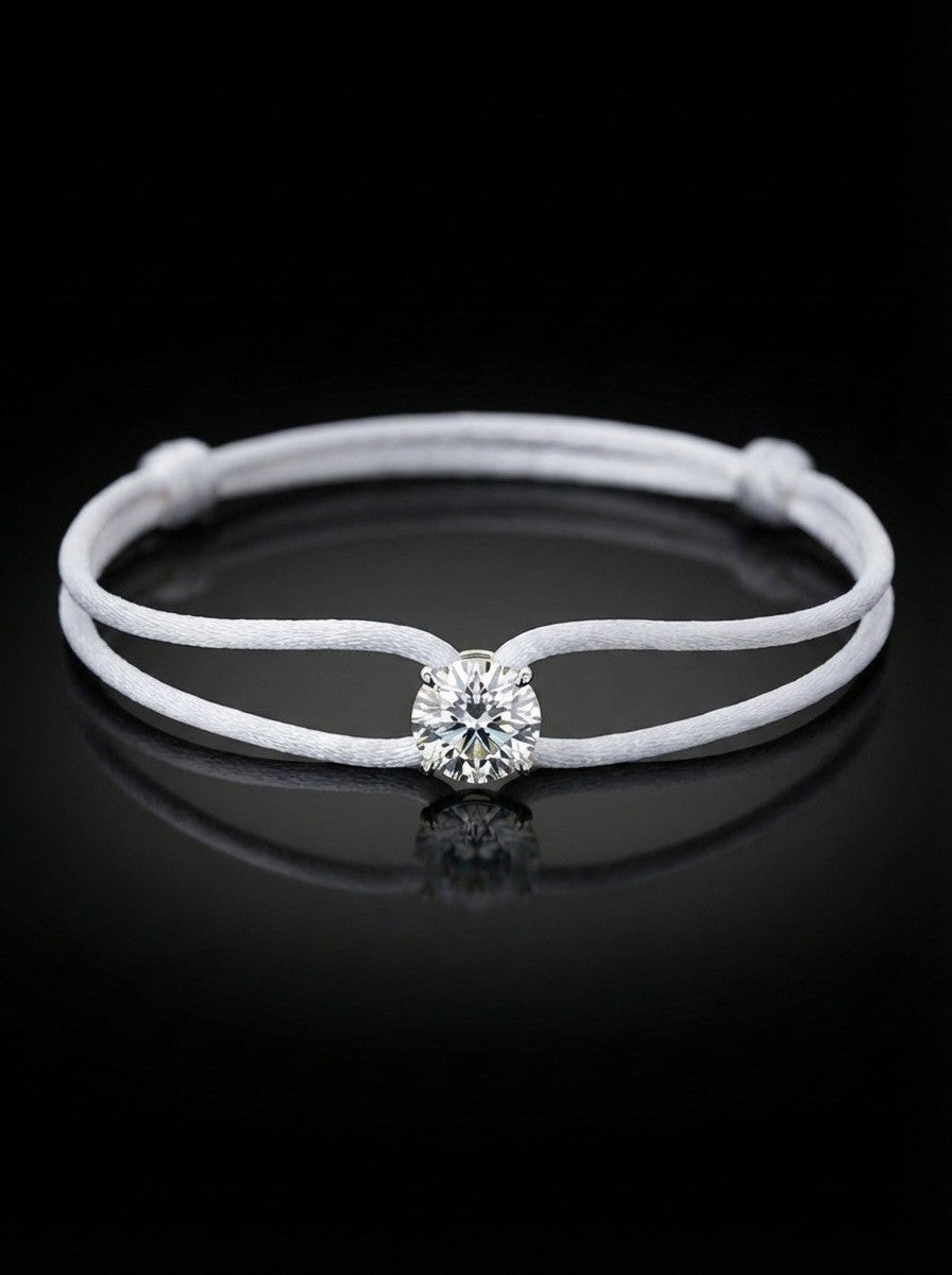 Diamond Satin Bracelet - Round, White