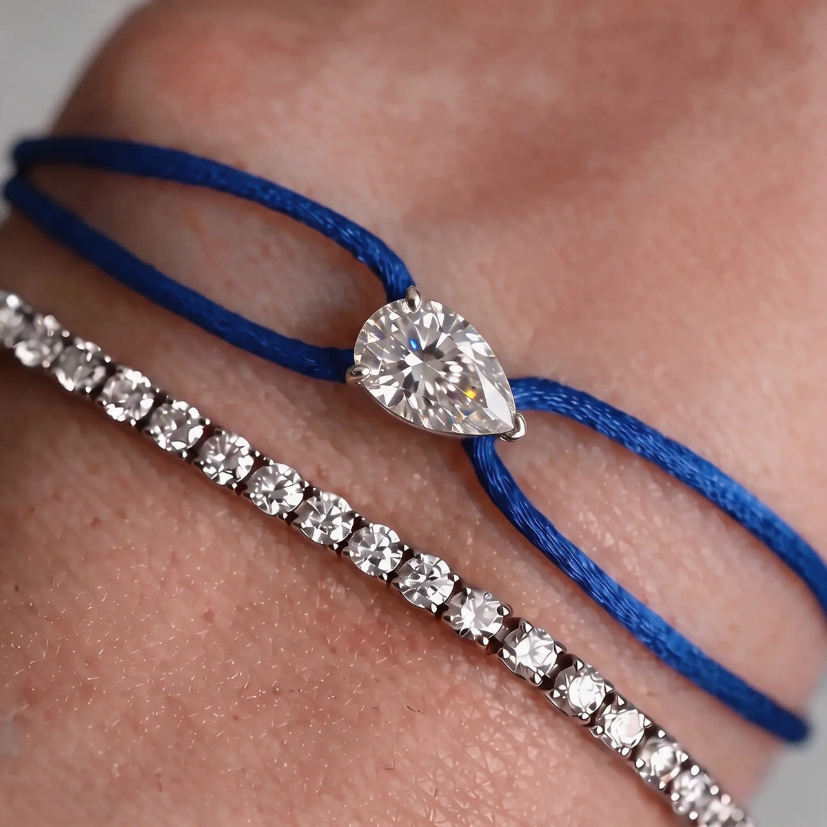 Diamond Satin Bracelet - Pear, Dark Blue