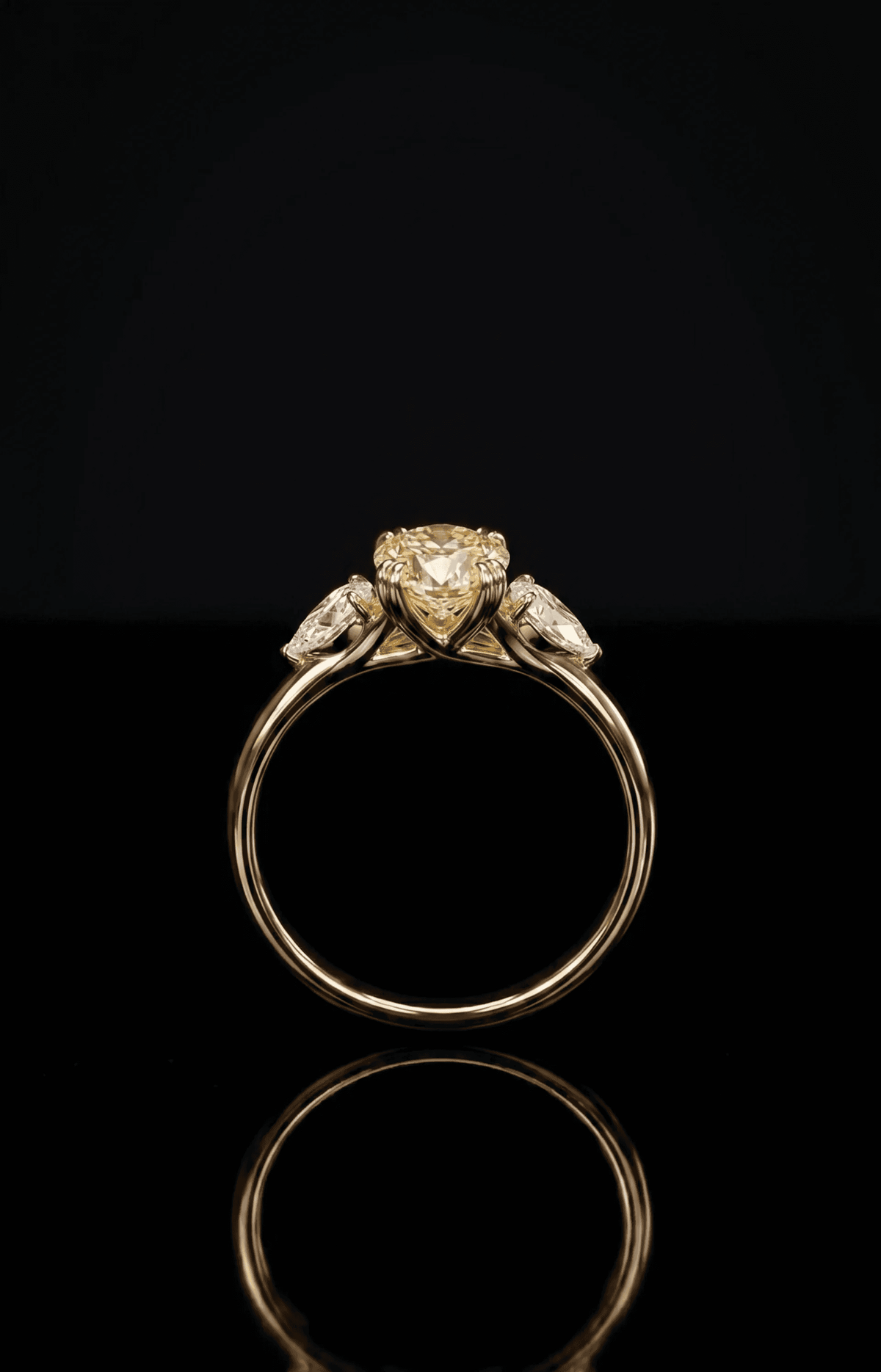 Oval & Pear Yellow Diamond Ring - 2