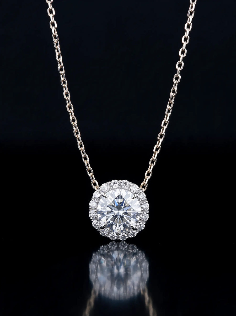 Round Necklace with Small Halo