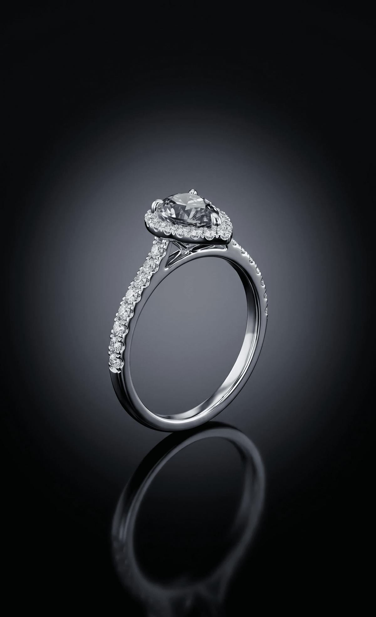 Pear Green Diamond Ring with Halo - 2