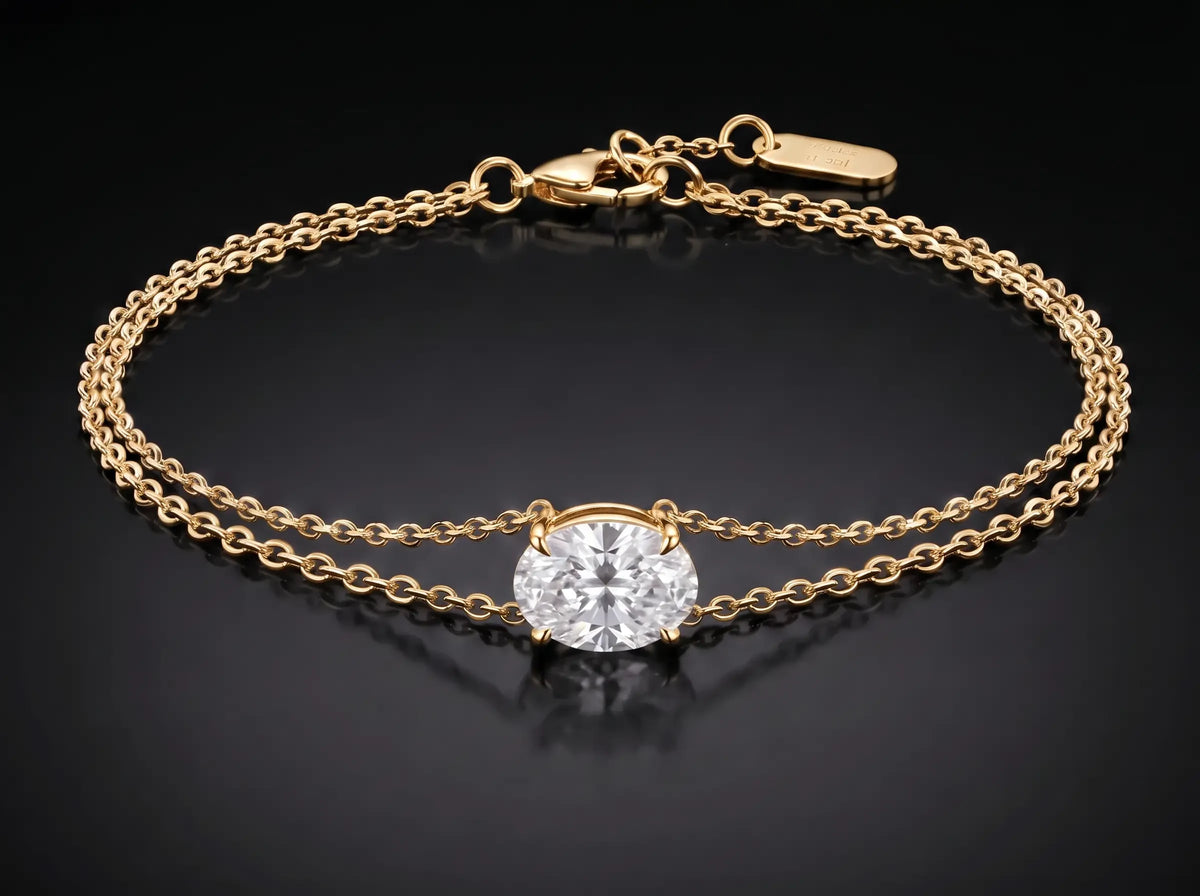 Diamond Bracelet - Oval, Yellow Gold
