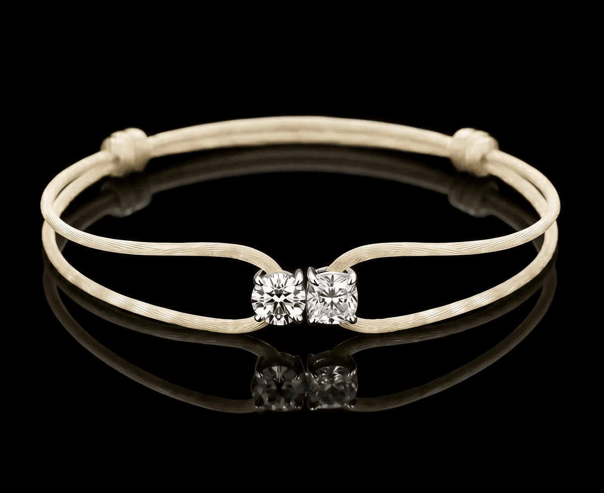 Diamond Satin Bracelet - Two Diamonds - Round & Cushion