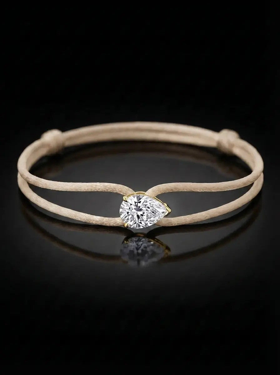 Diamond Satin Bracelet - Pear, Ivory