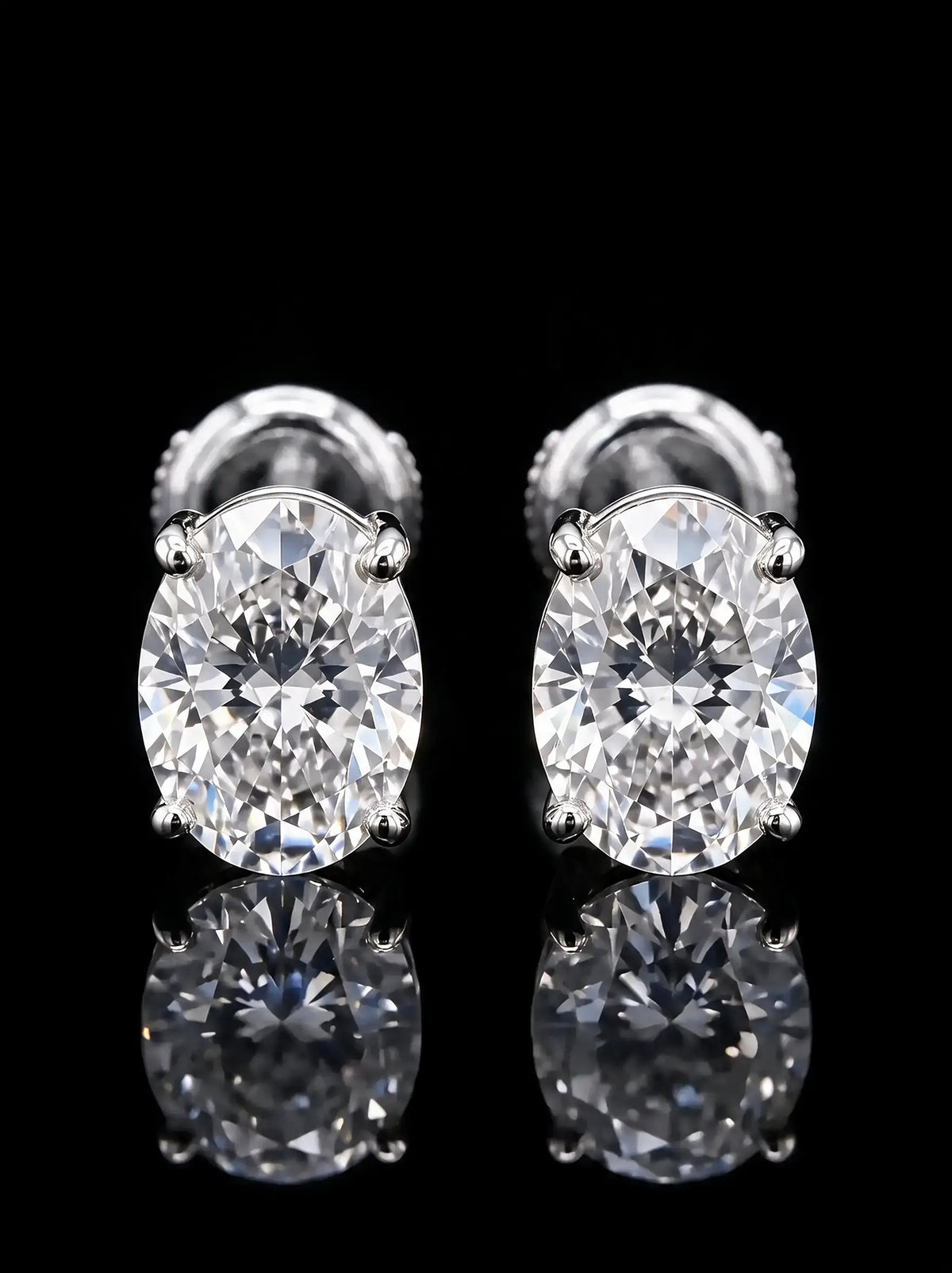 Diamond Studs - Oval - One Carat, White Gold