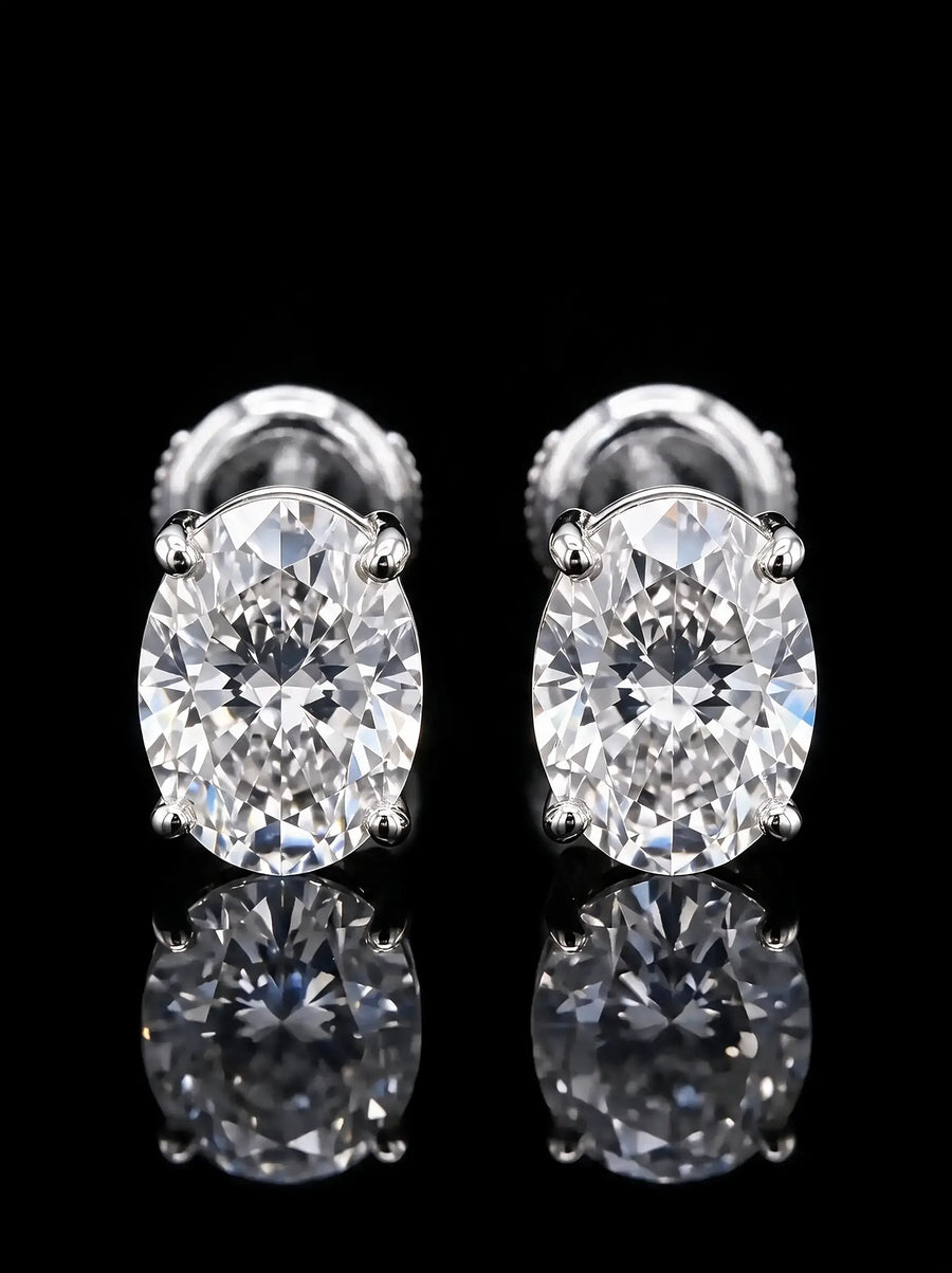 Diamond Studs - Oval - One Carat, White Gold