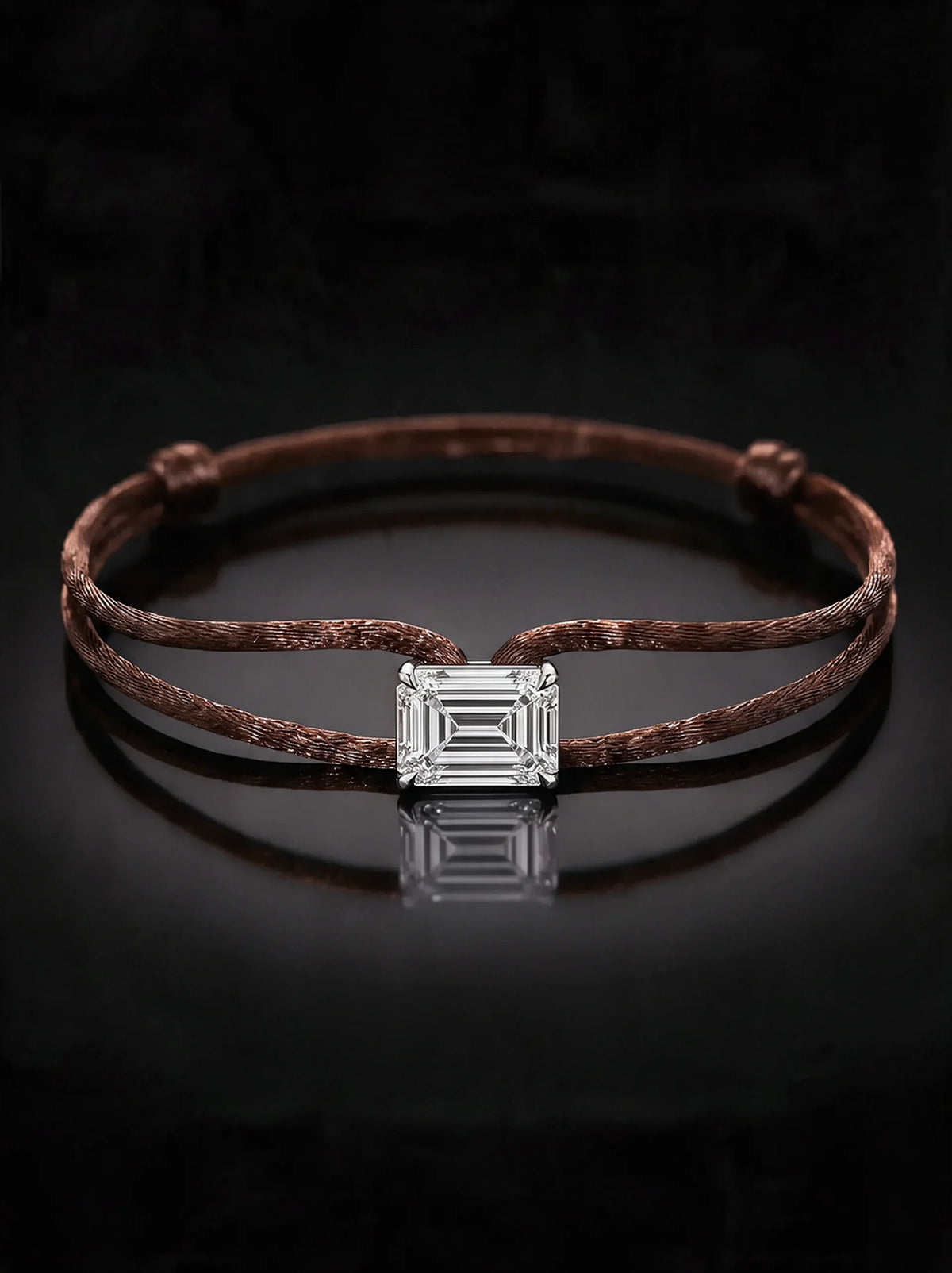 Diamond Satin Bracelet - Emerald, Brown