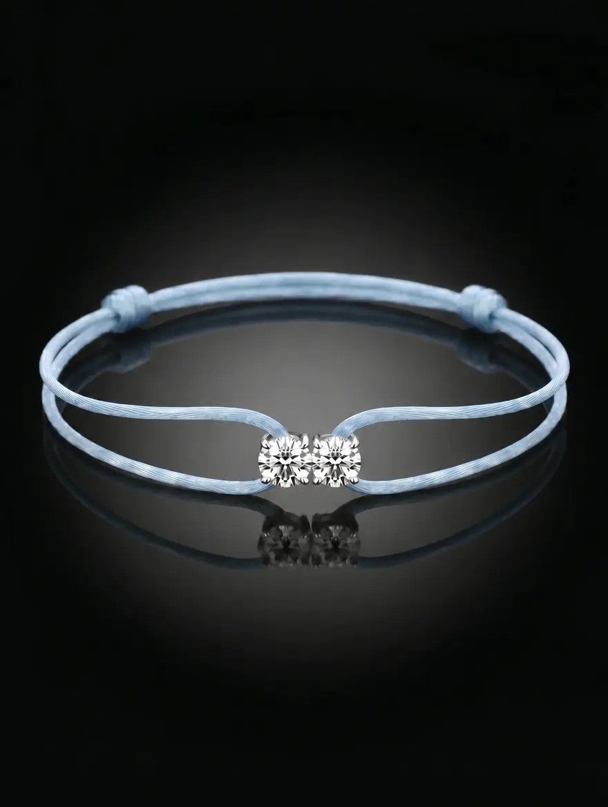 Diamond Satin Bracelet - Two Diamonds - Round & Round, Blue