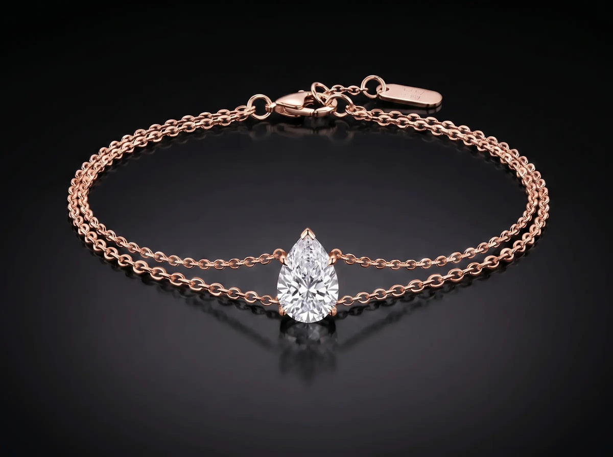 Diamond Bracelet - Pear, Rose Gold