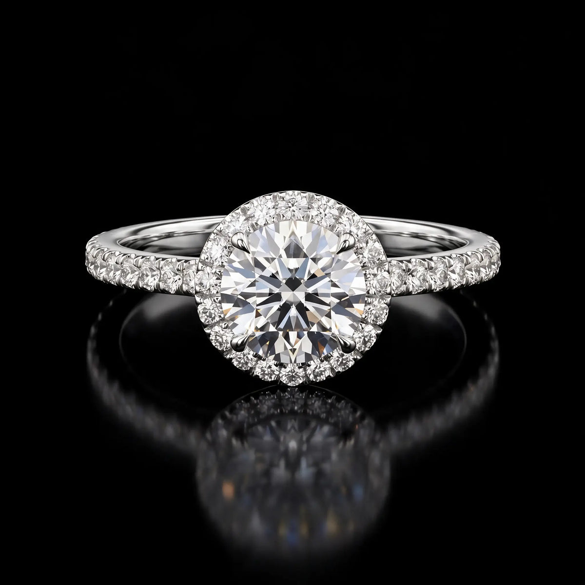Round Diamond Ring with Small Halo