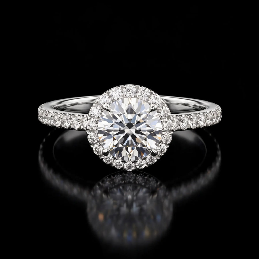 Round Diamond Ring with Small Halo