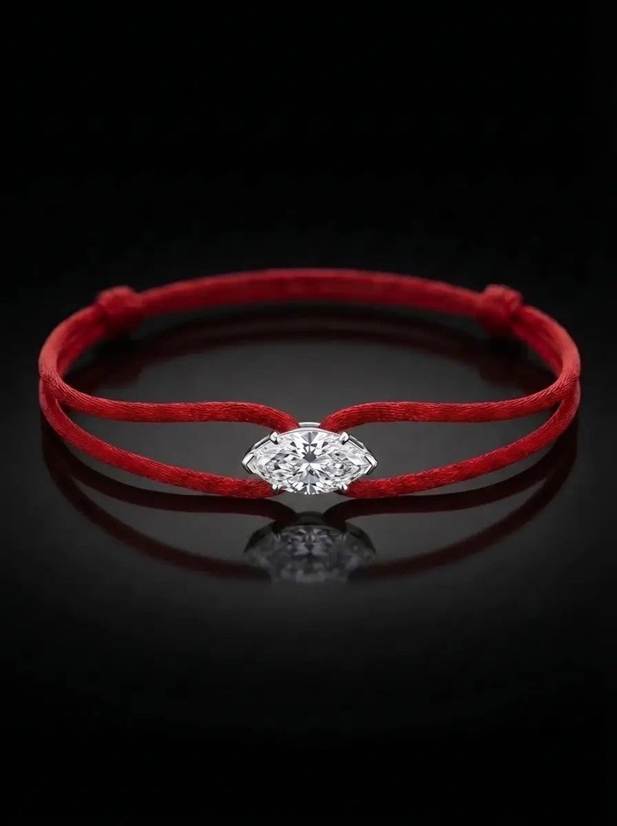 Diamond Satin Bracelet - Marquise, Red