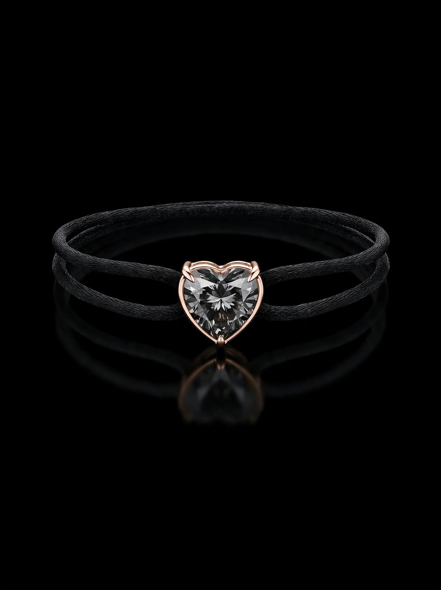 Black Heart Satin Bracelet