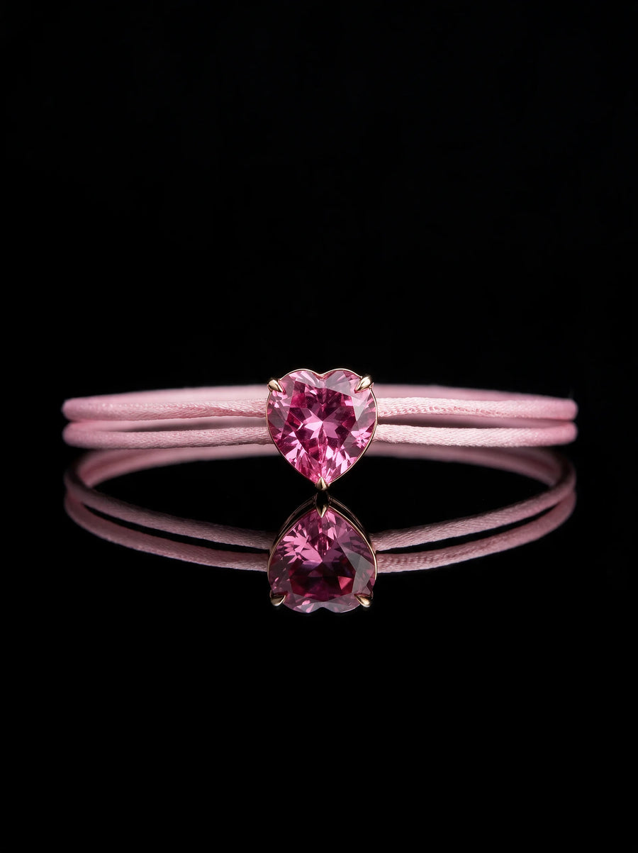 Pink Heart Satin Bracelet
