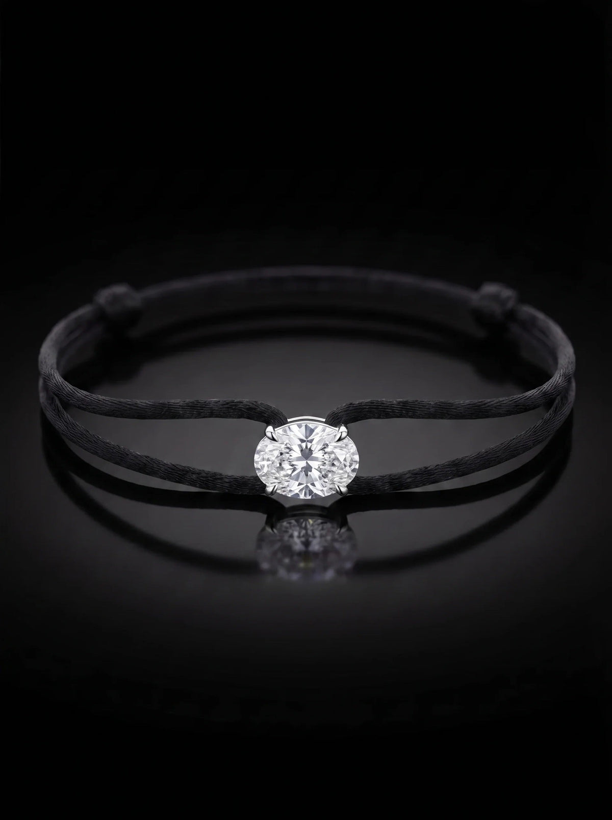 Diamond Satin Bracelet - Oval, Black