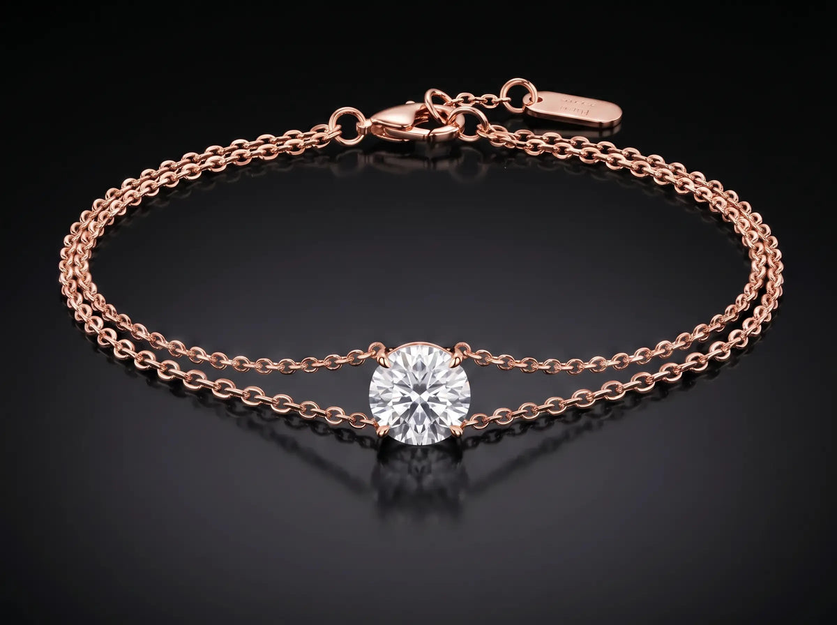 Diamond Bracelet - Round, Rose Gold