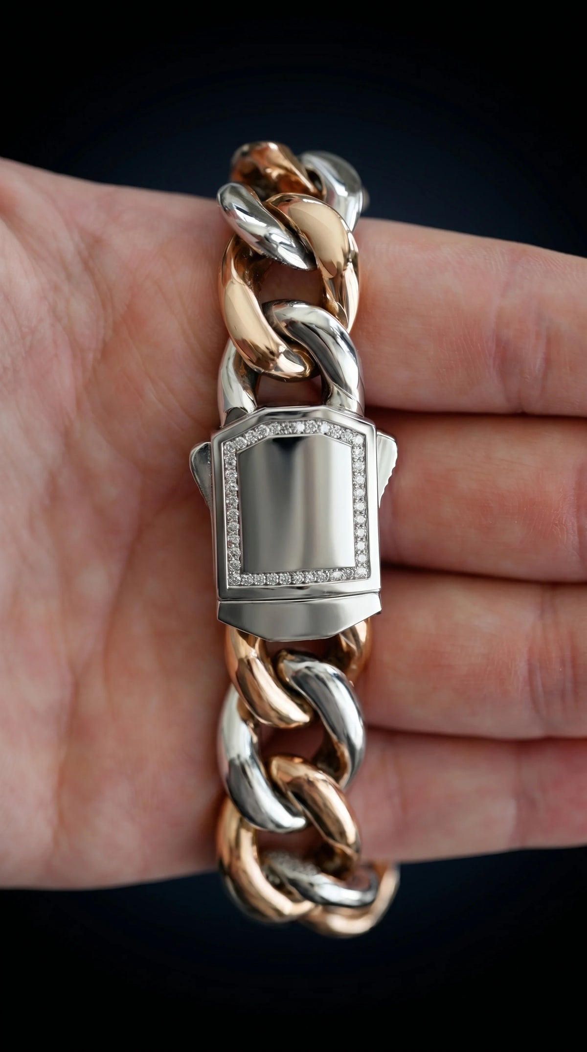 Diamond Cuban Bracelet - 16MM - Rosé Gold - 4