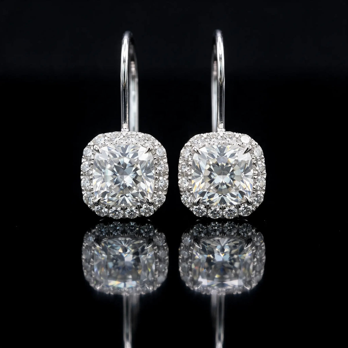 Cushion Diamond Earrings with Halo