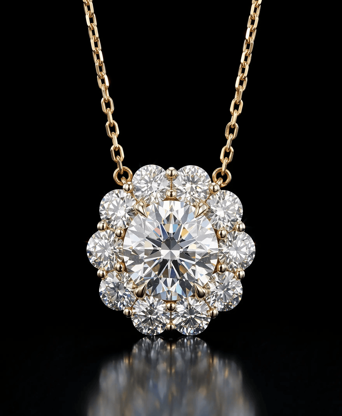 Round Necklace with Big Halo