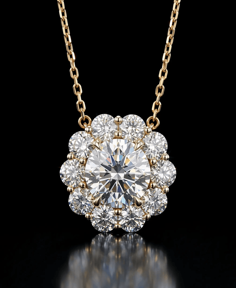 Round Necklace with Big Halo