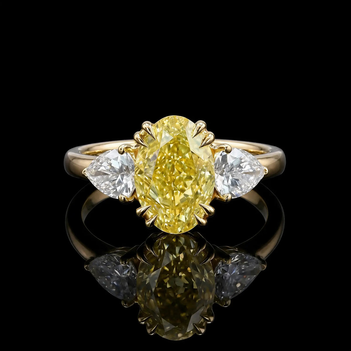 Oval & Pear Yellow Diamond Ring