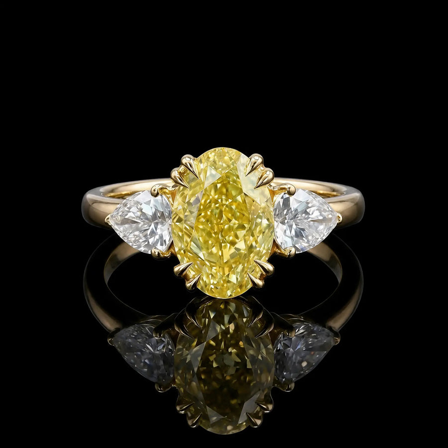 Oval & Pear Yellow Diamond Ring