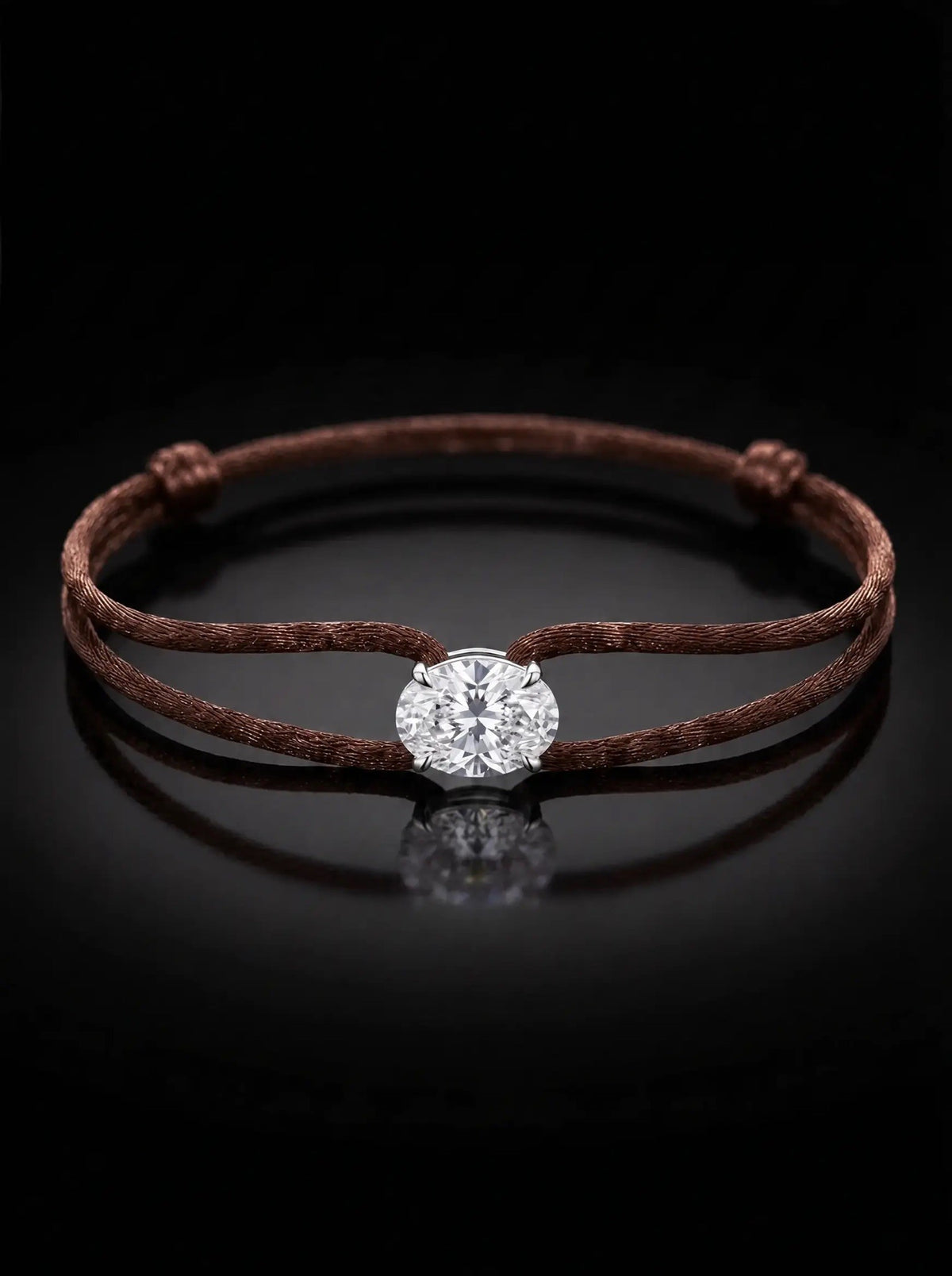 Diamond Satin Bracelet - Oval, Brown