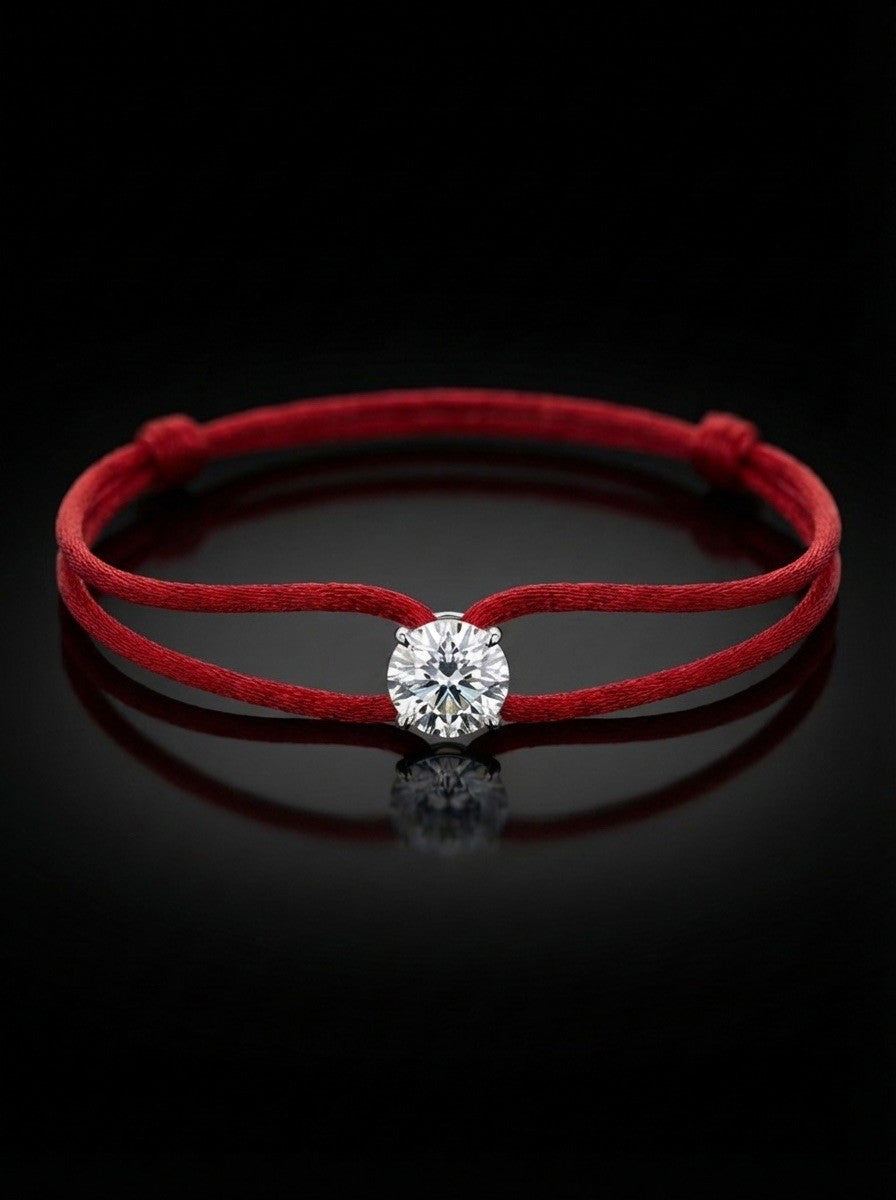 Diamond Satin Bracelet - Round, Red