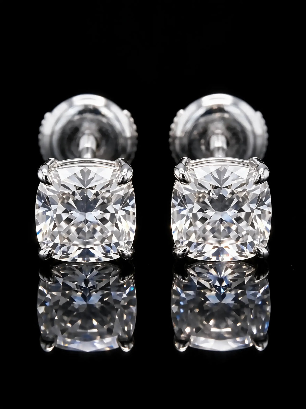 Diamond Studs - Cushion - One Carat, White Gold