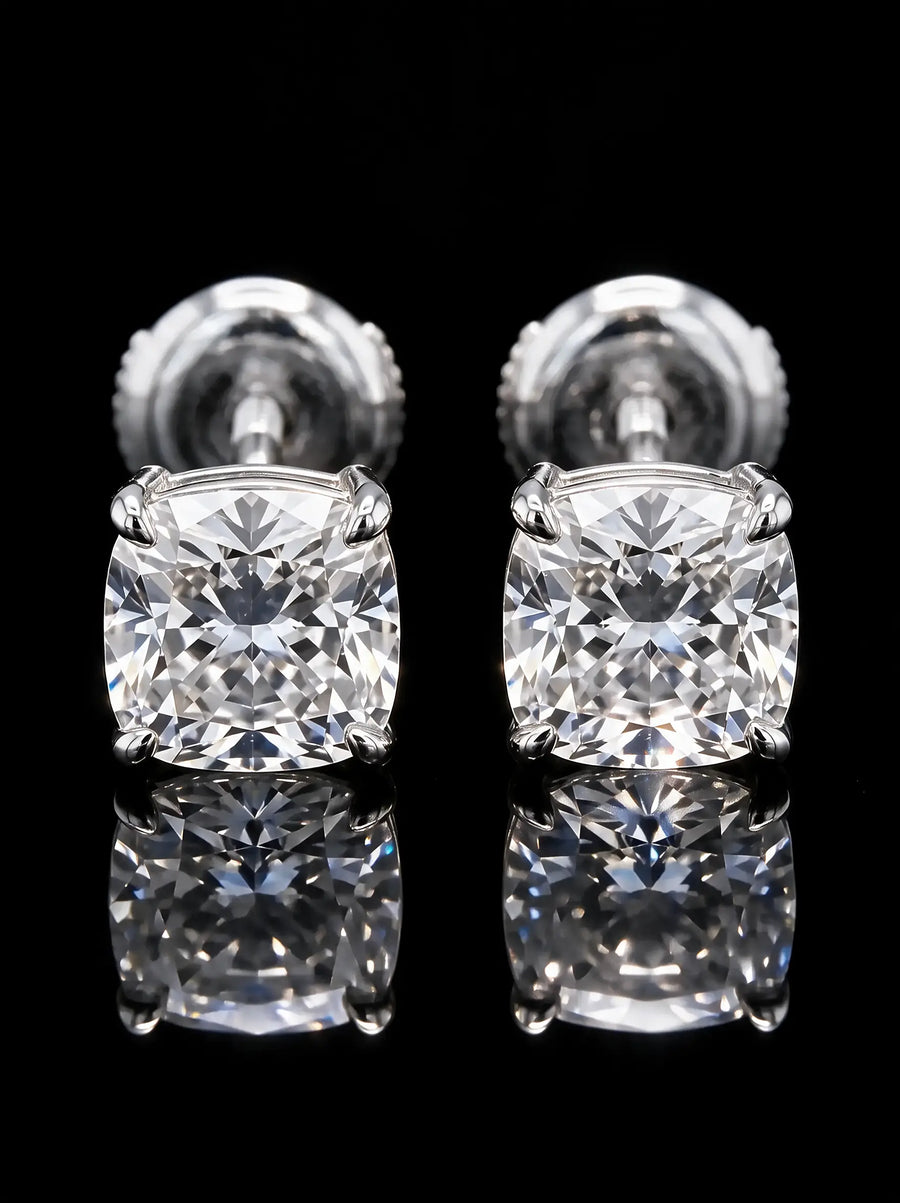 Diamond Studs - Cushion - One Carat, White Gold