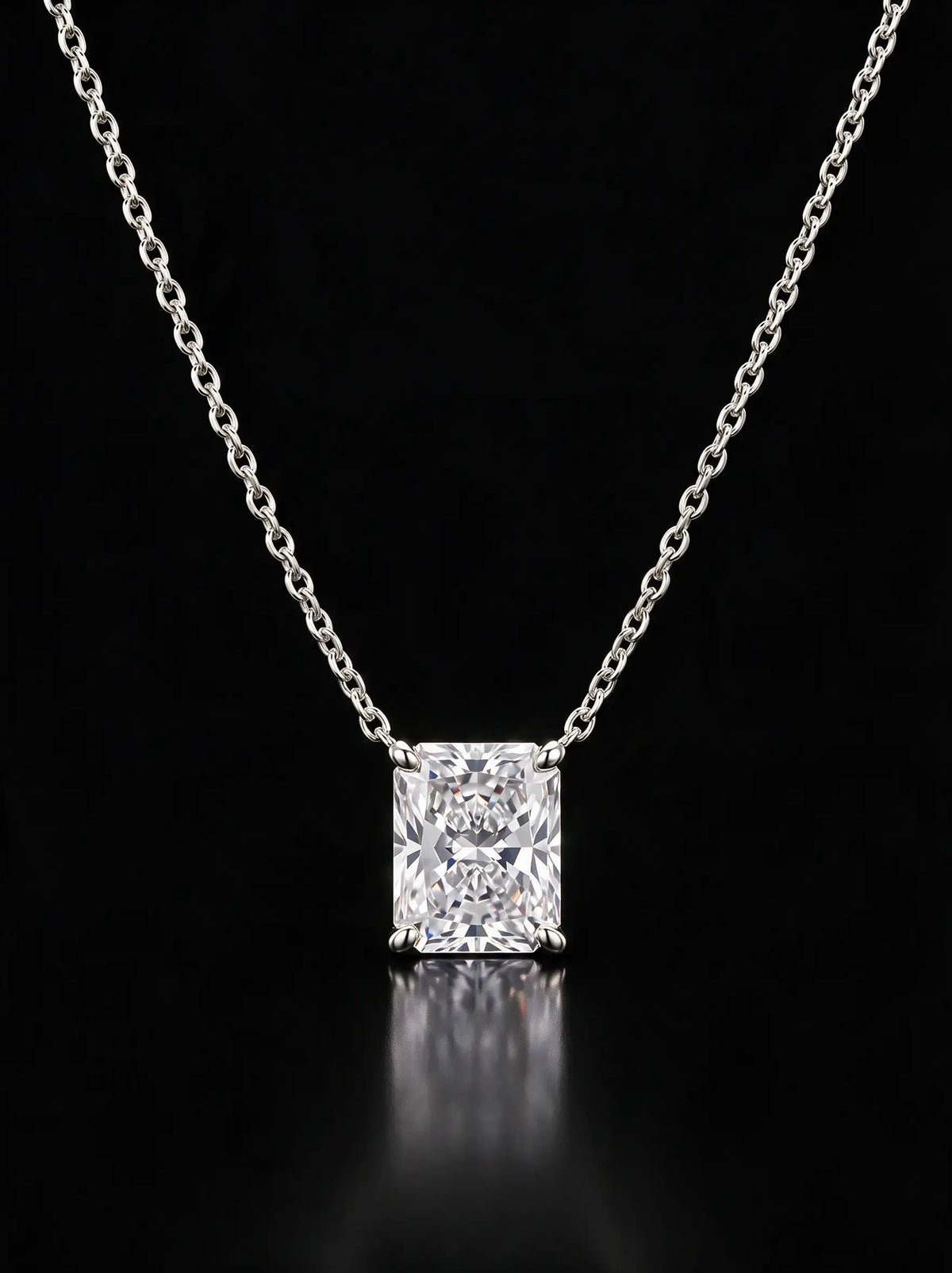 Diamond Necklace - Radiant - One Carat, White Gold