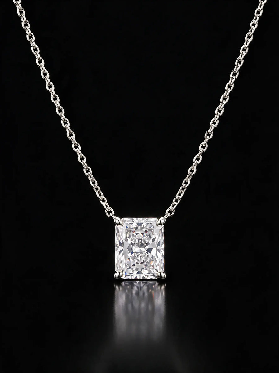 Diamond Necklace - Radiant - One Carat, White Gold