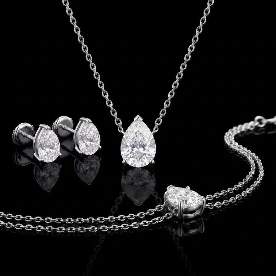 Diamond Set - Pear, White Gold