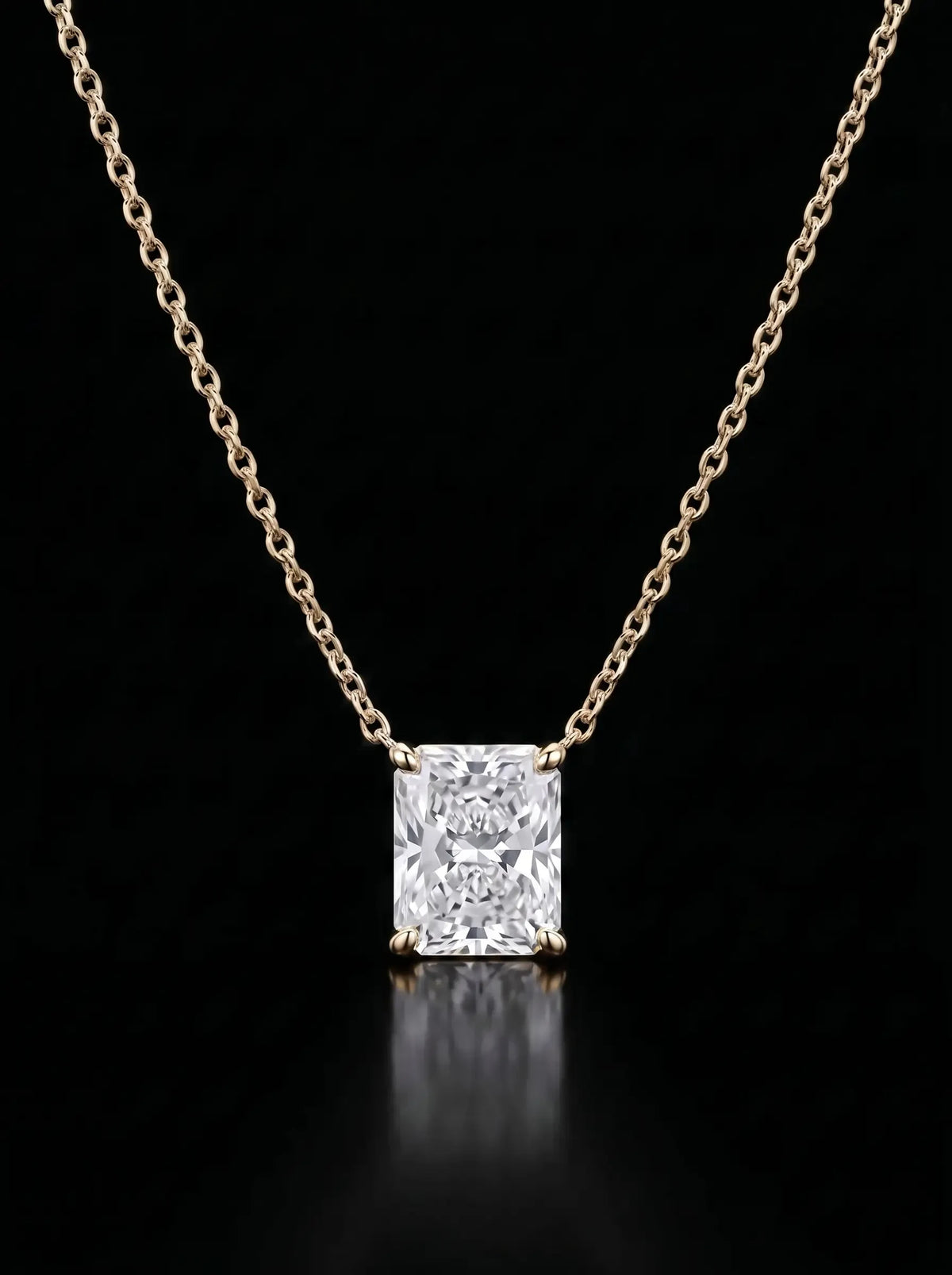 Diamond Necklace - Radiant - One Carat, Yellow Gold