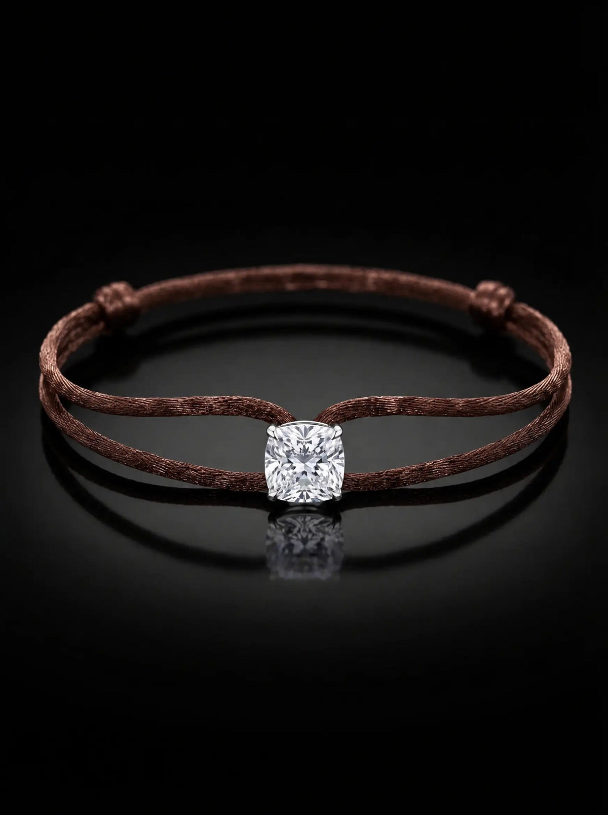 Diamond Satin Bracelet - Cushion, Brown
