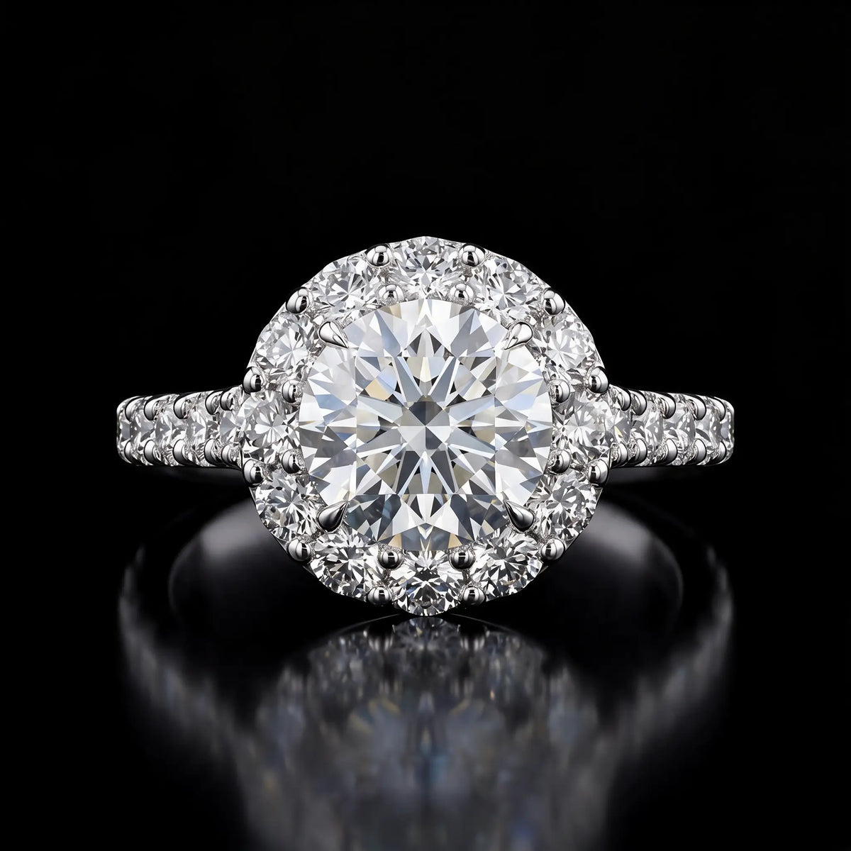Round Diamond Ring with Halo - 3.32CT