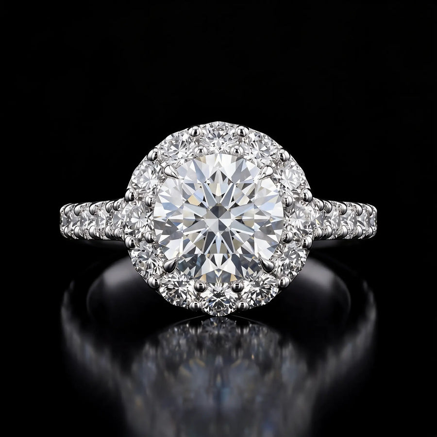 Round Diamond Ring with Halo - 3.32CT