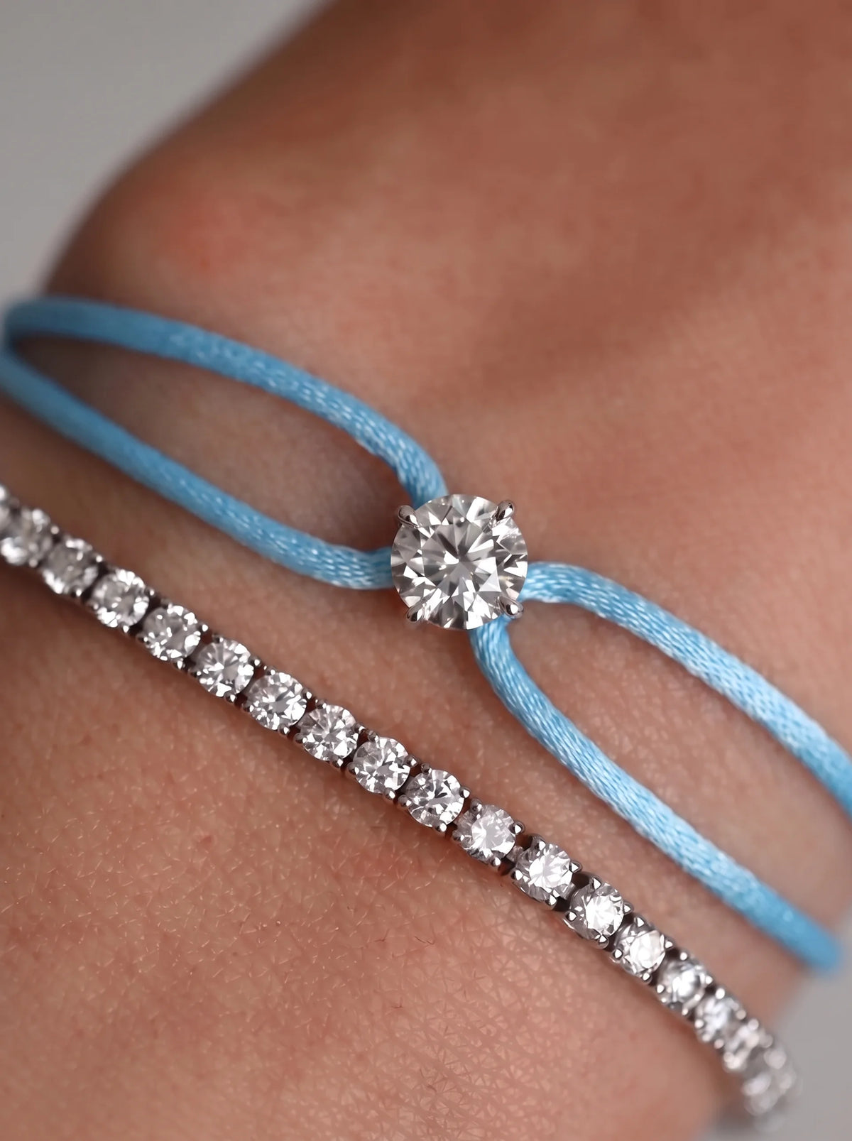 Diamond Satin Bracelet - Round, Blue