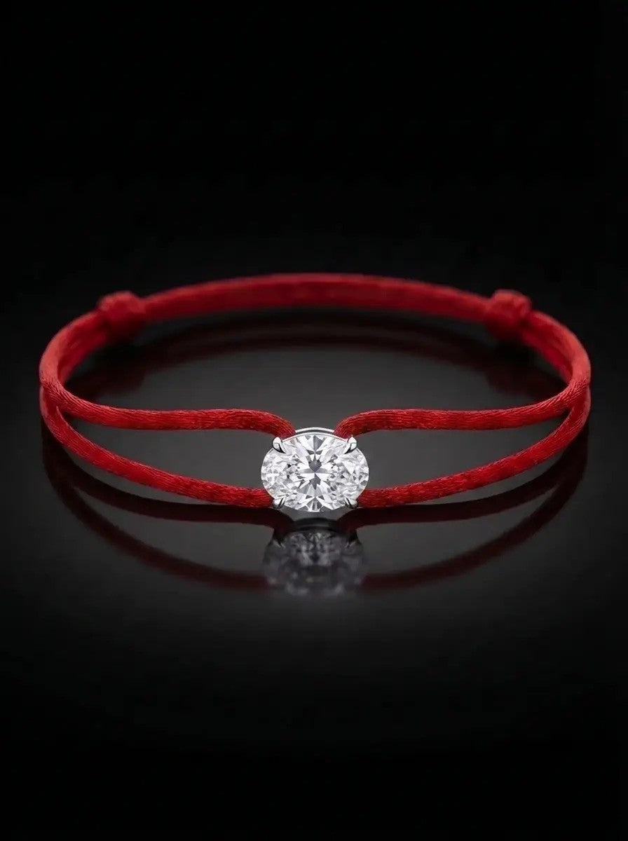 Diamond Satin Bracelet - Oval, Red