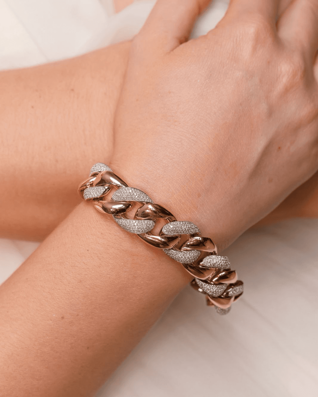 Diamond Cuban Bracelet - 16MM - Rosé Gold - 3